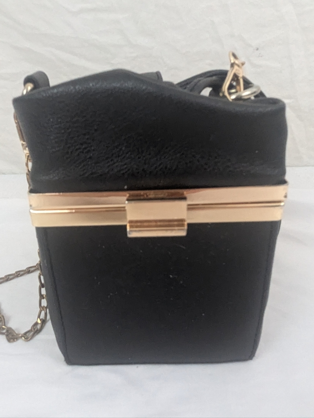 Adorable Black Box Crossbody Bag with Gold Accent